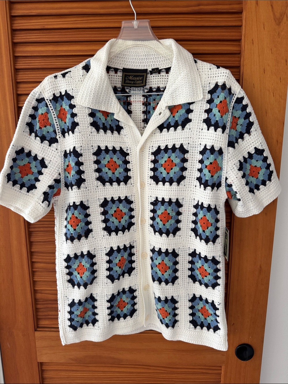 MASSIVE LUXURY EDITION Granny Square Crochet Button-Down Shirt